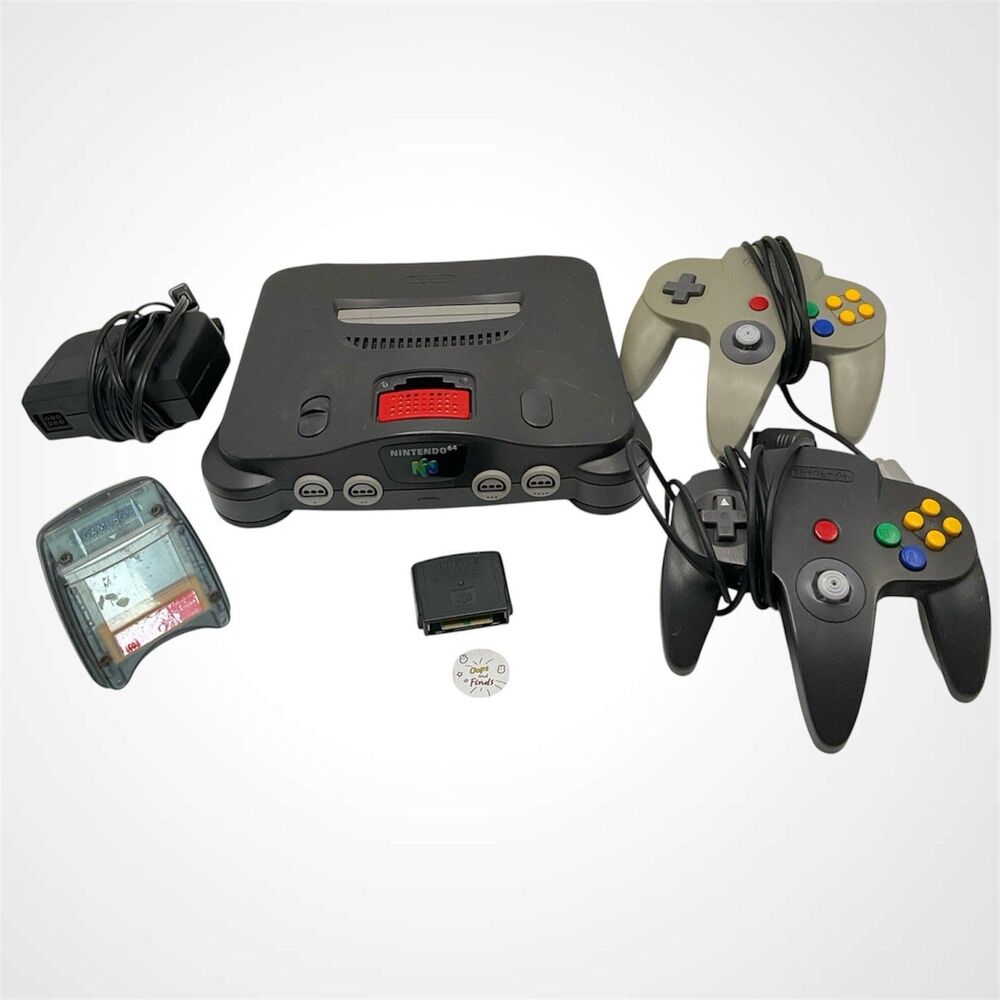 Japanese Nintendo 64 N64 Console Lot Pak Transfer Pak 2 Controllers UNTEST